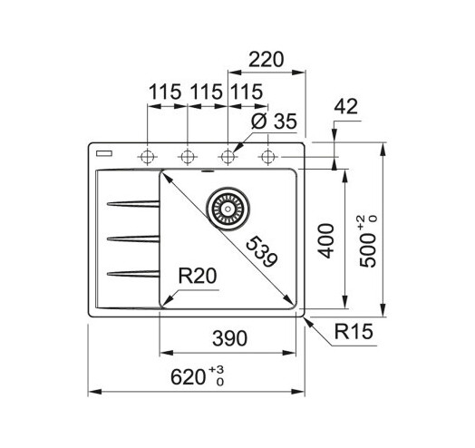 FRANKE CENTRO CNG 611-62 TL (114.0630.451)
