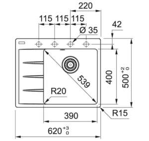 FRANKE CENTRO CNG 611-62 TL (114.0630.453)
