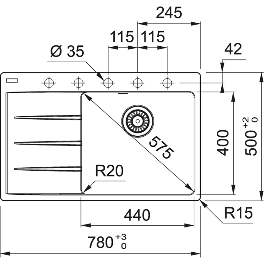FRANKE CENTRO CNG 611-78 TL 114.0630.471