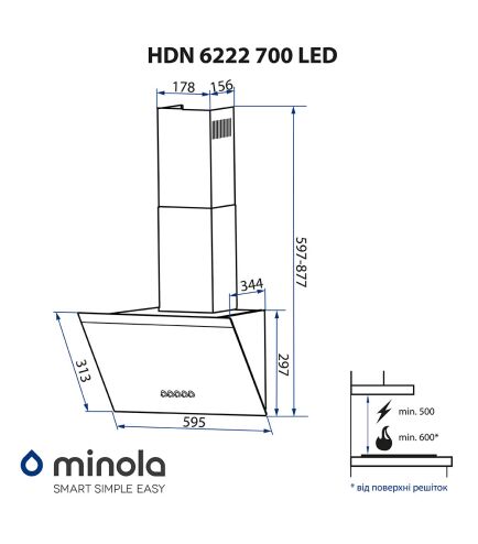 MINOLA HDN 6222 WH/INOX 700 LED