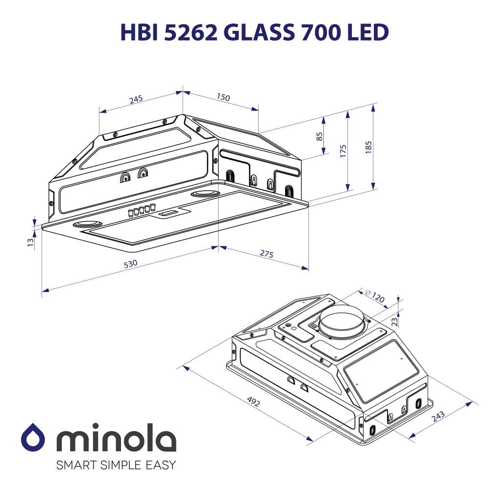 MINOLA HBI 5262 WH GLASS 700 LED